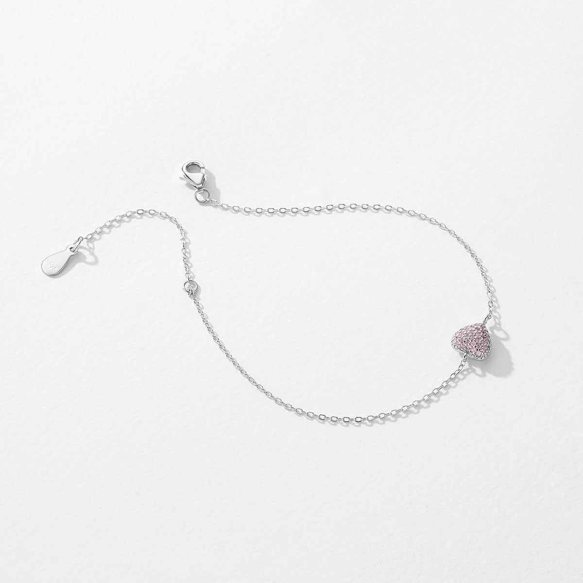 Sterling Silver Bracelet with Pink Zircons for Women