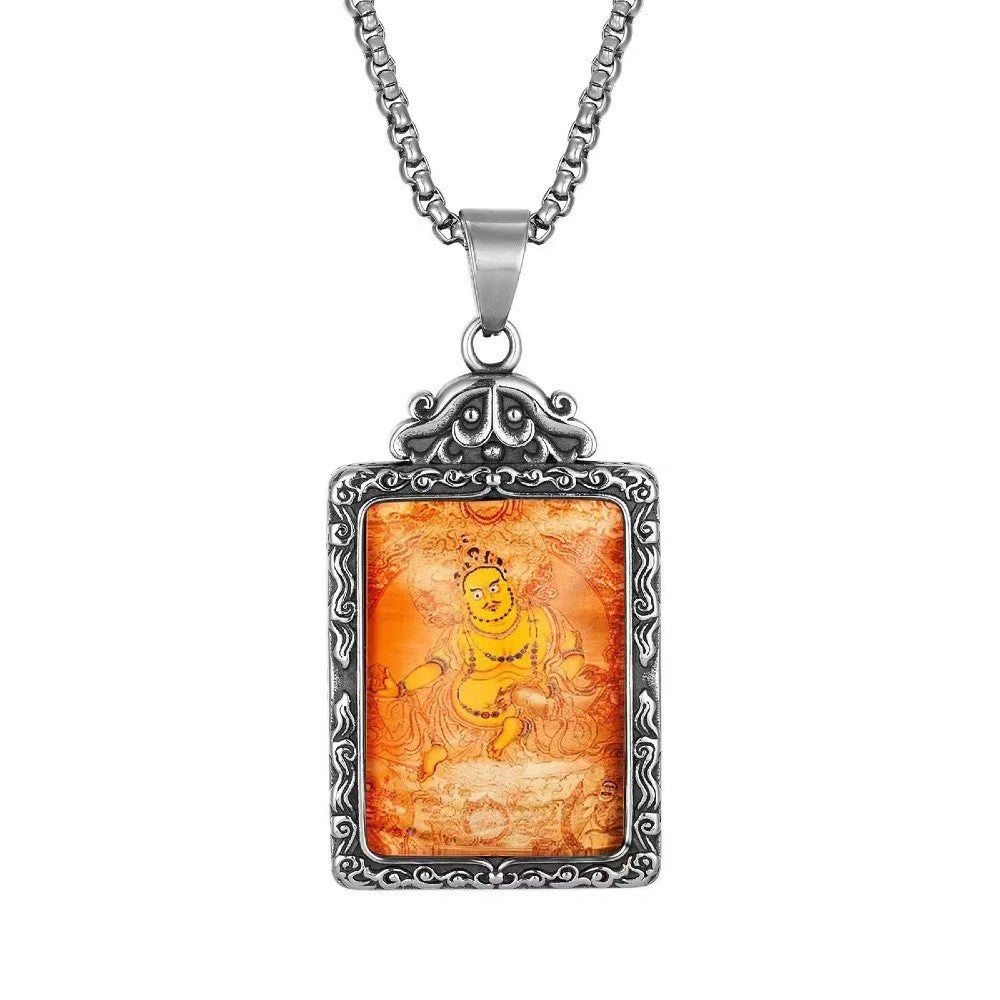 Zodiac Guardian Buddha Pendant For Men And Women By Planderful Titanium Steel Thangka Necklace With Premium Protection