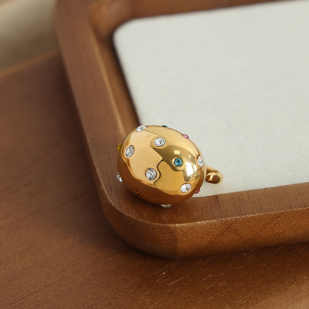 New Fashionable European and American Gold-Plated Zircon Opening Ring for Women