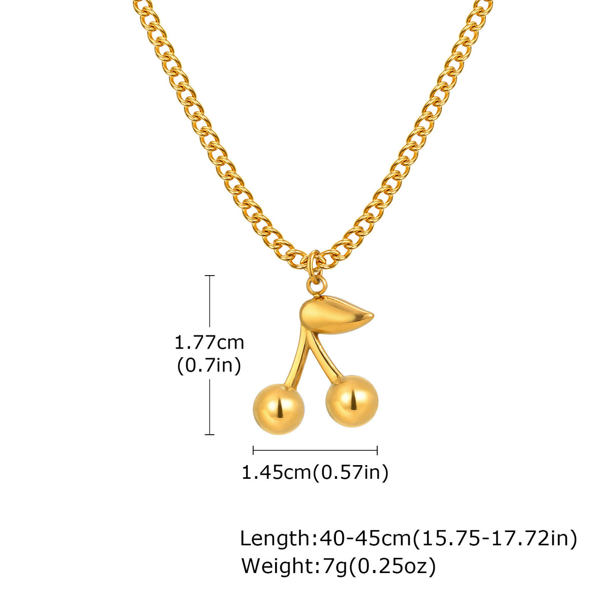 Stylish Stainless Steel Grinding Chain Cherry Element Necklace Gold Women