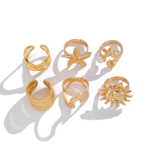 Planderful Vienna Verve Ring – Personalized Retro Sunflower Starfish Design