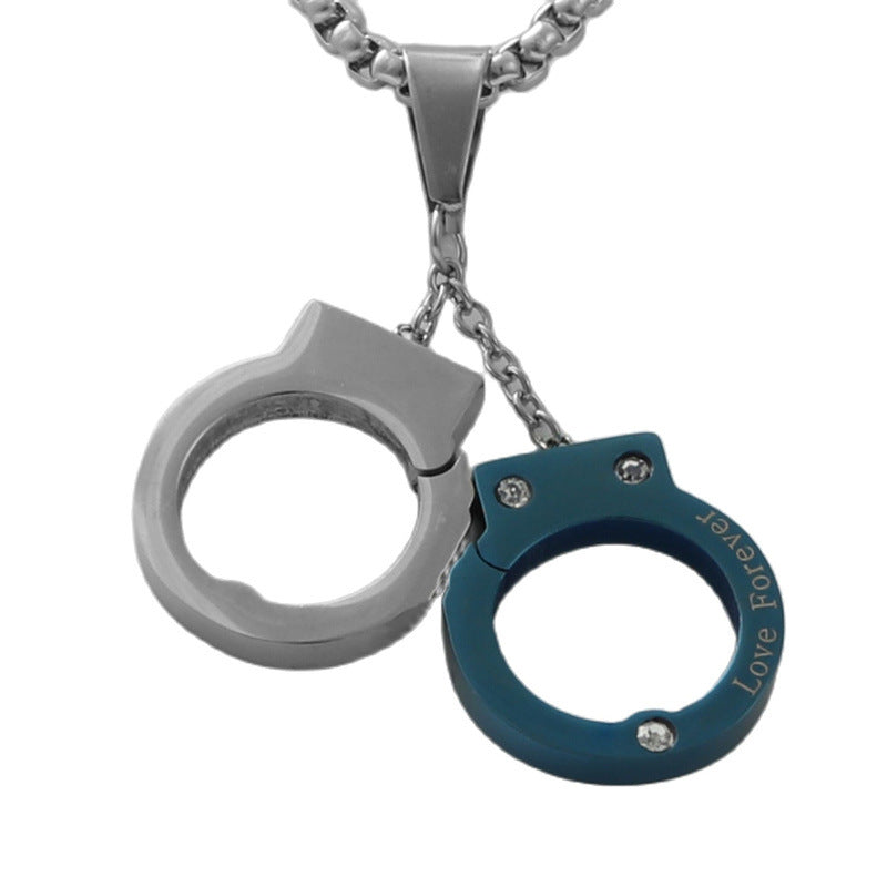 Personalized Retro Titanium Steel Handcuffs Pendant Necklace for Men - Trendy Multi-Color Design