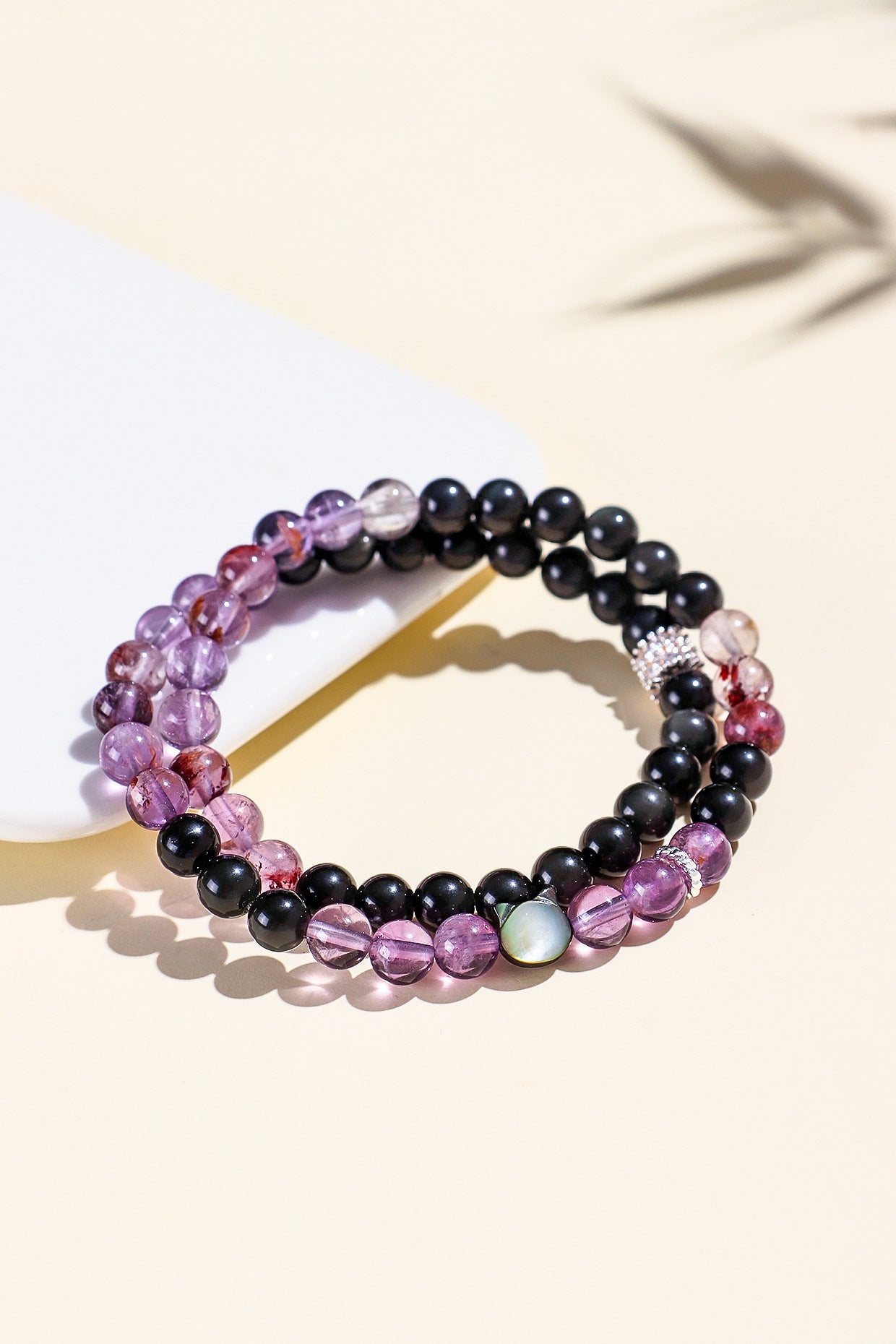 Planderful Amethyst Double Circle Beaded Bracelet – Elegant High-End Fashion