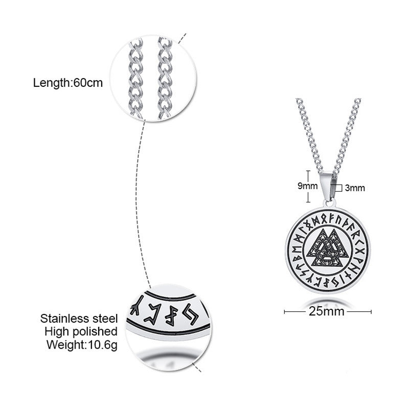 Viking Rune Vintage Stainless Steel Pendant for Men
