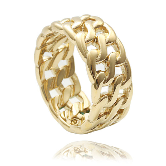 Retro Titanium Steel Hollow Chain Ring for Men - Trendy European and American Jewelry Accessory