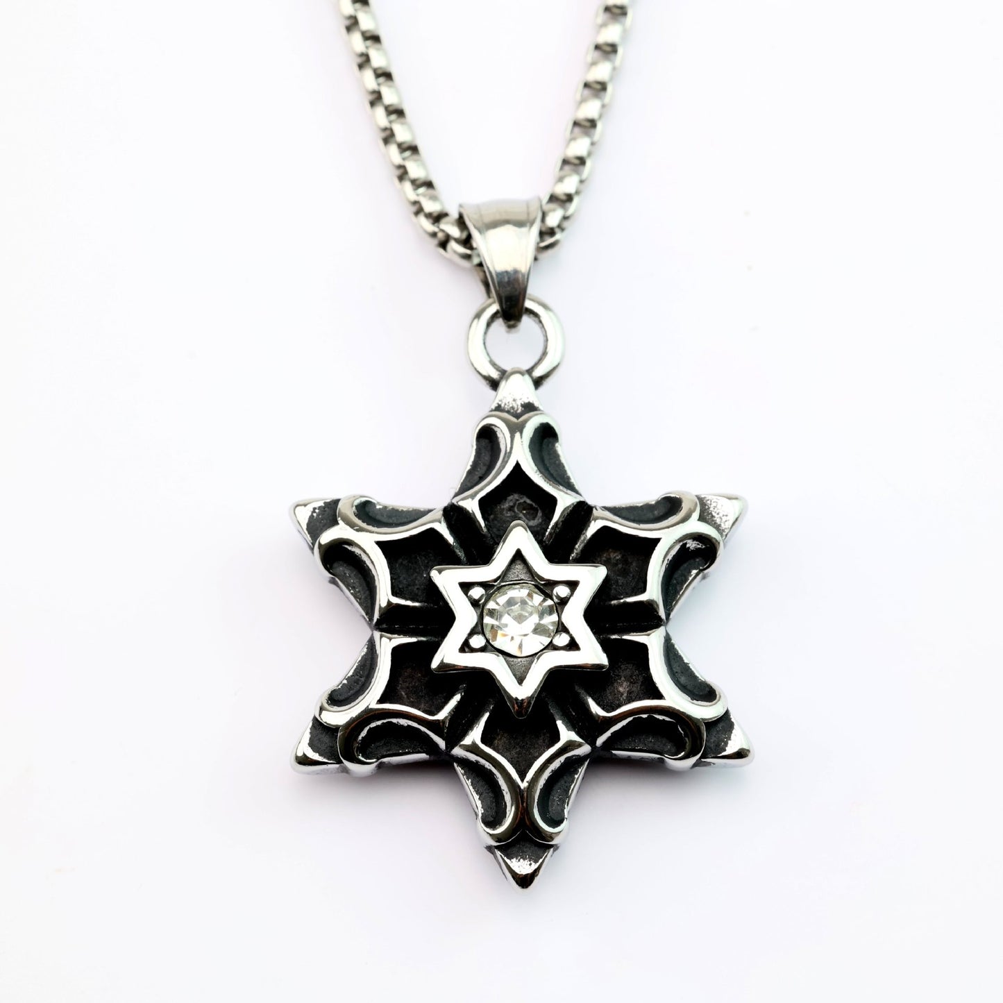 Planderful Hexagram Zircon Pendant For Men Stainless Steel Retro European And American Style