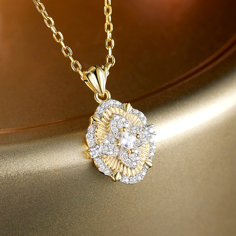 Planderful S925 Sterling Silver Necklace Light Luxury Collarbone Chain For Women Medieval Style With Zircon