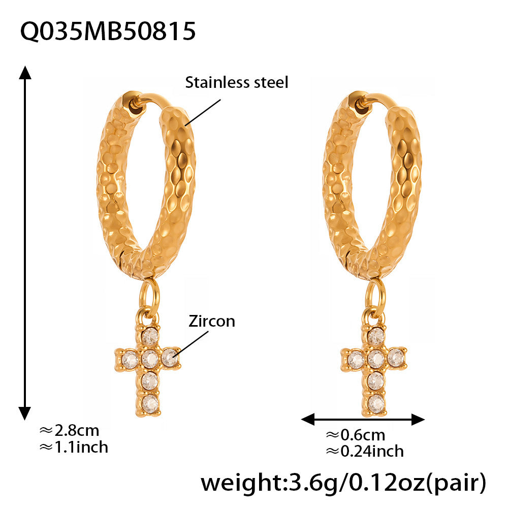 Planderful Zircon Cross Earrings Gold Plated Everyday Genie