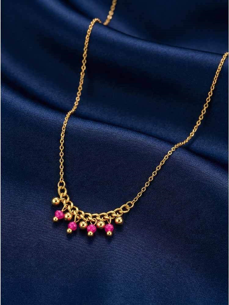 Summer Stainless Steel Cross Chain Green Fringed Beaded Necklace Design Item Decoration