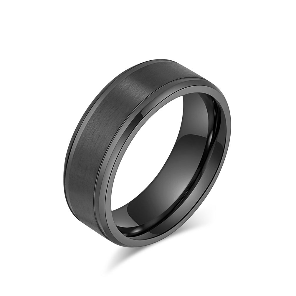 Cold Wind Matte Brushed Titanium Steel Ring for Men Women