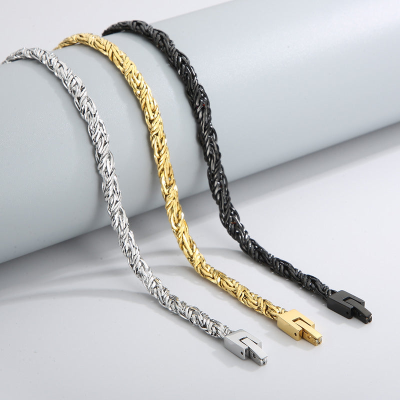 Hip Hop Stainless Steel Woven Twist Chain Necklace Male Titanium