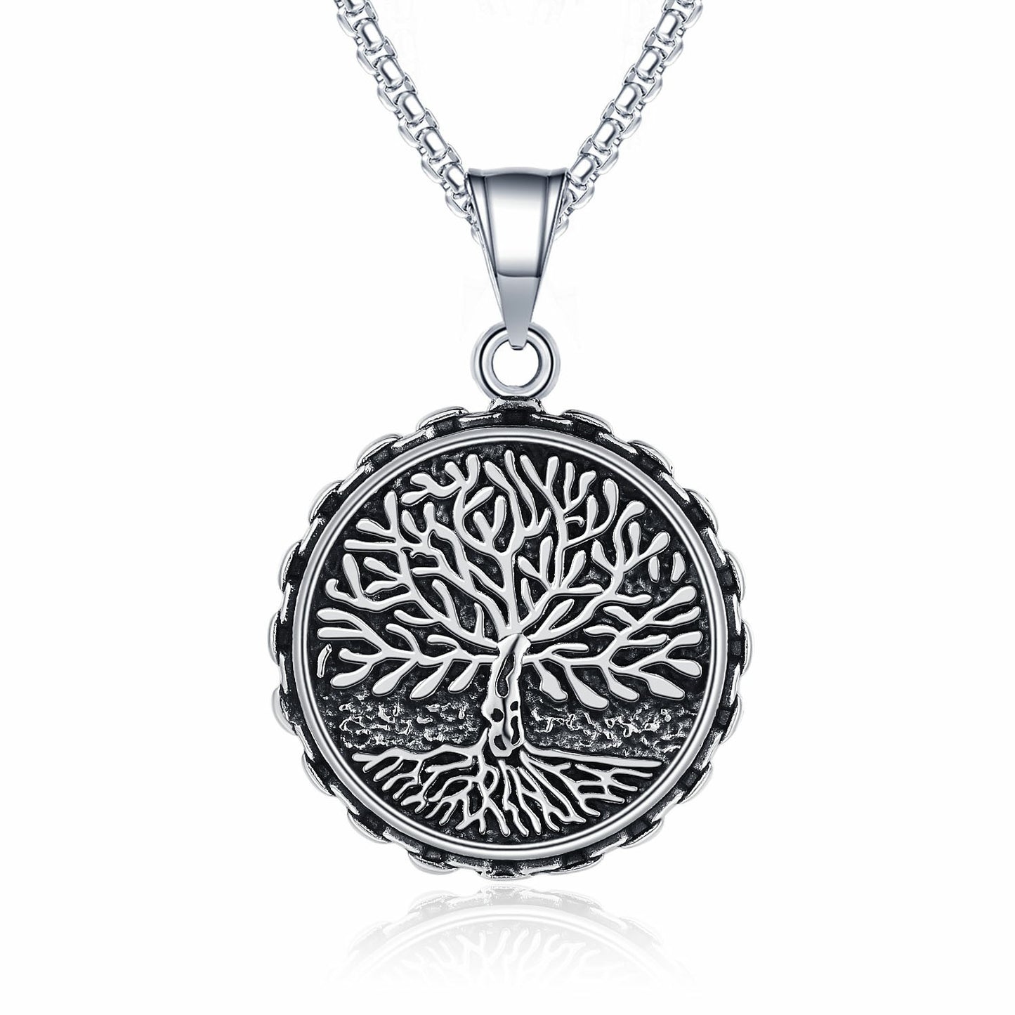 Steel Necklace - Elegant Viking Tree Of Life Pendant For Everyday Wear, Durable Modern Jewelry Gift