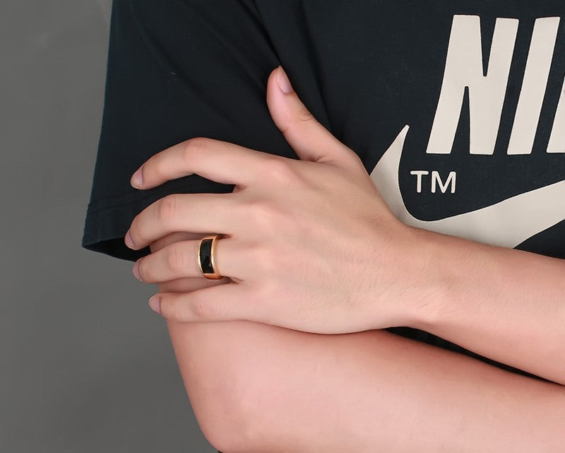 Wholesale Directly From The Manufacturer Stainless Steel Black Agate Ring Gold