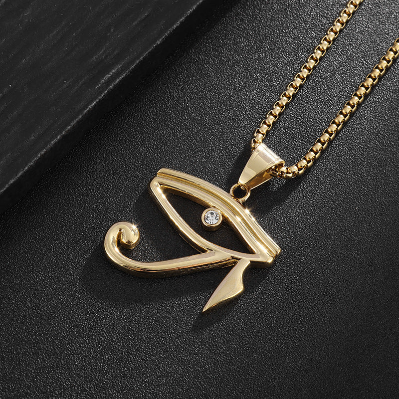 Planderful Eye Of Horus Necklace Titanium Steel Durable Pendant Egyptian Talisman For Spiritual Seekers
