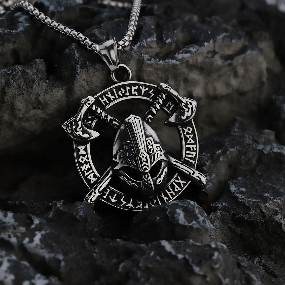 Nordic Stainless Steel Men's Personalized Viking Helmet Necklace