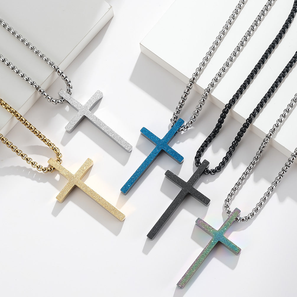 Cross-Border E-Commerce Supply Titanium Steel Cross Necklace