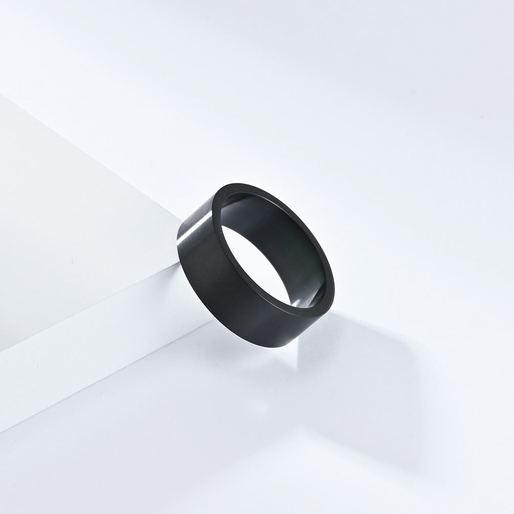 Matte Brushed Gray Ancient Silver Stainless Steel Ring for Men