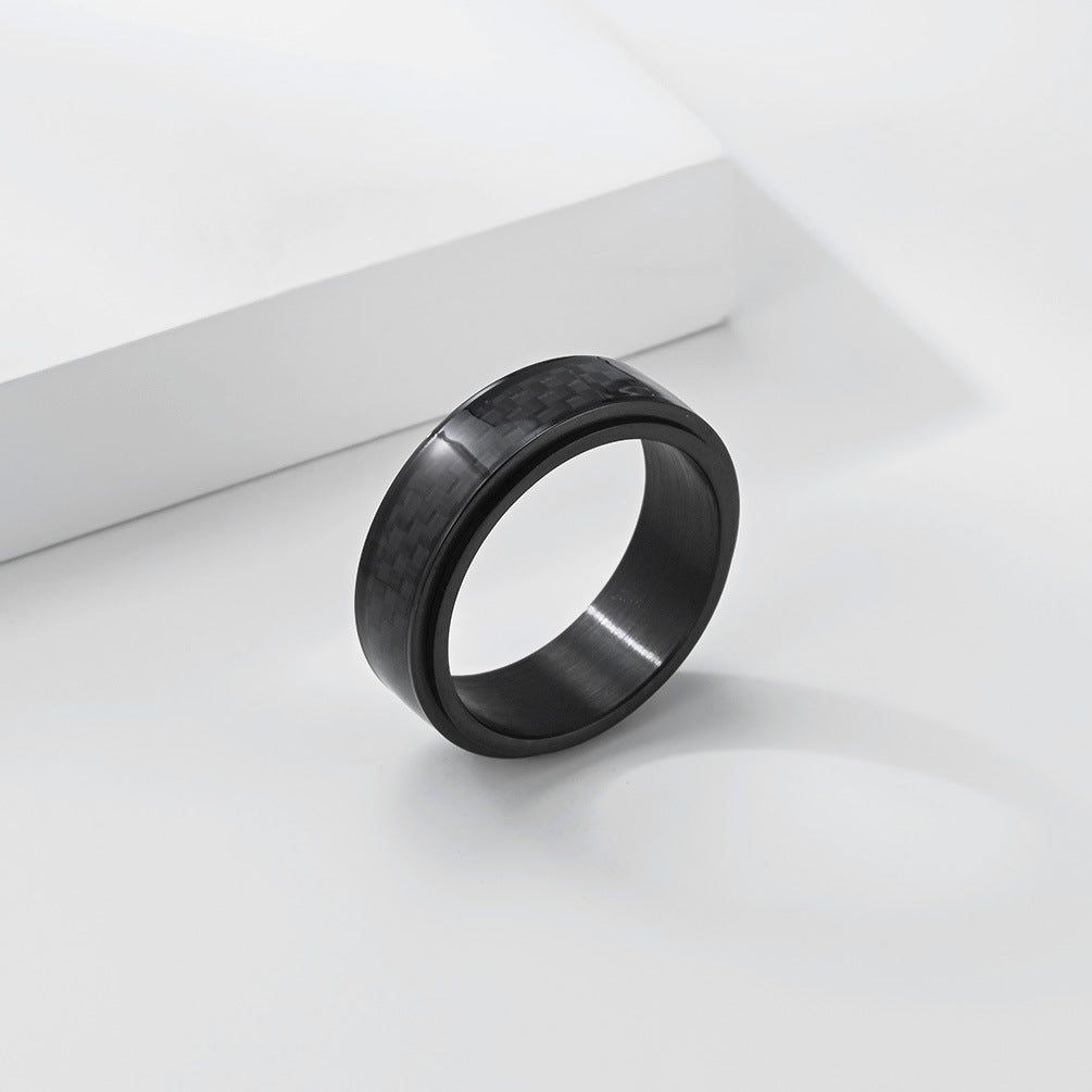 Carbon Fiber Spinner Stainless Steel Ring Unisex
