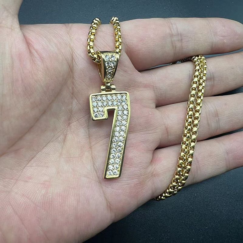 Planderful Hip Hop Necklace Unisex Gold Plated Stainless Steel Zircon Pendant European And American Style
