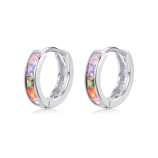 Retro Light Luxury Rainbow Color Earrings with Sterling Silver Needle