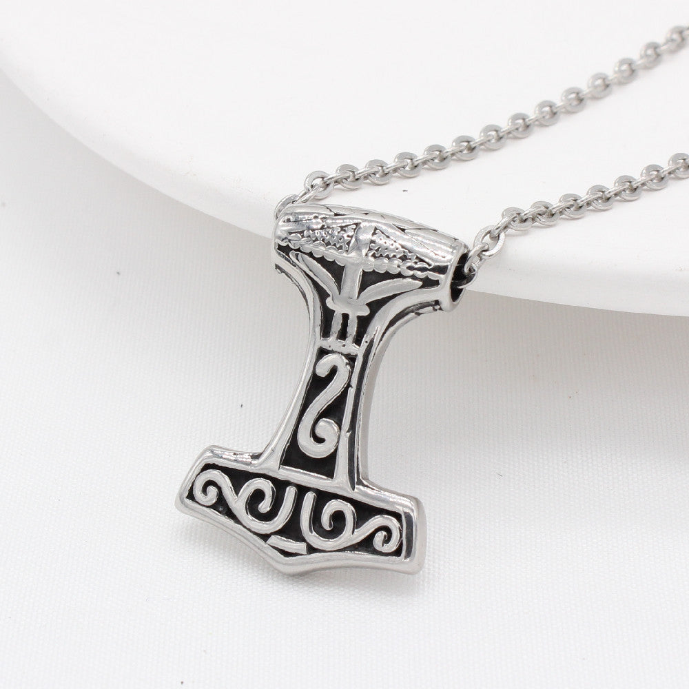 Titanium Steel Pendant Unisex Viking Retro Design For Protection Statement Planderful