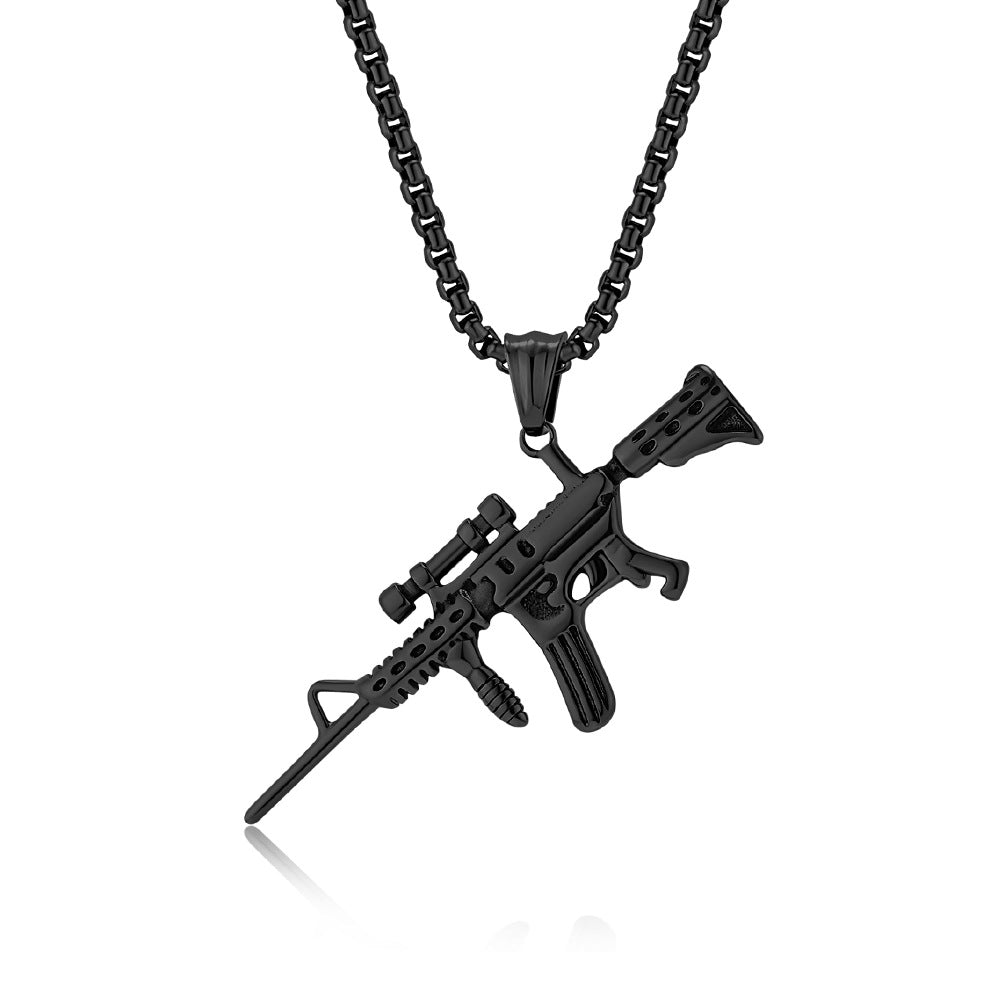 Planderful M416 Assault Rifle Pendant Necklace For Men Durable Steel Military Hip Hop Jewelry