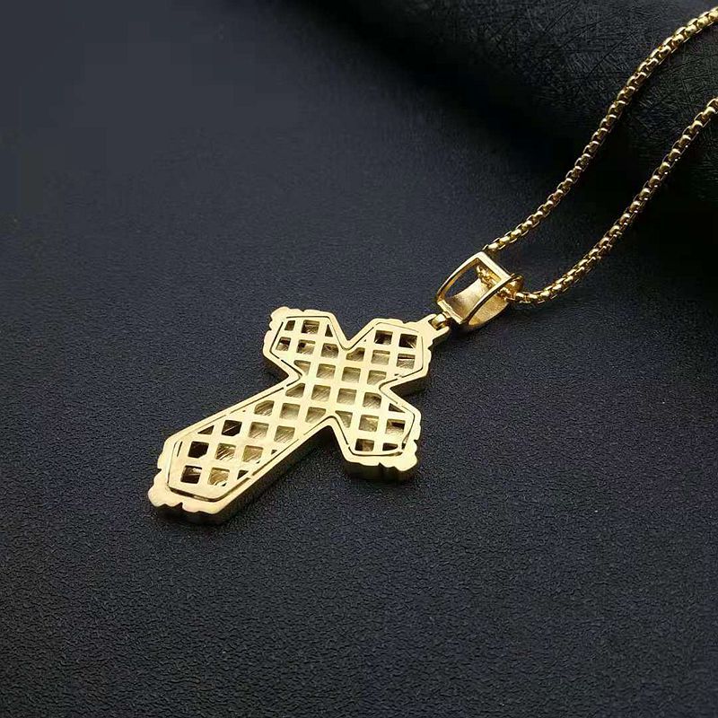 Steel Necklace - Statement Cross Pendant