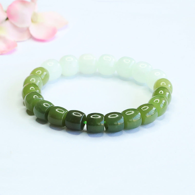 Gradient Hetian Jade Beaded Bracelet
