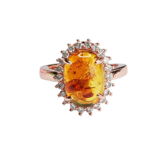 Sunflower Amber Zircon Ring with Sterling Silver