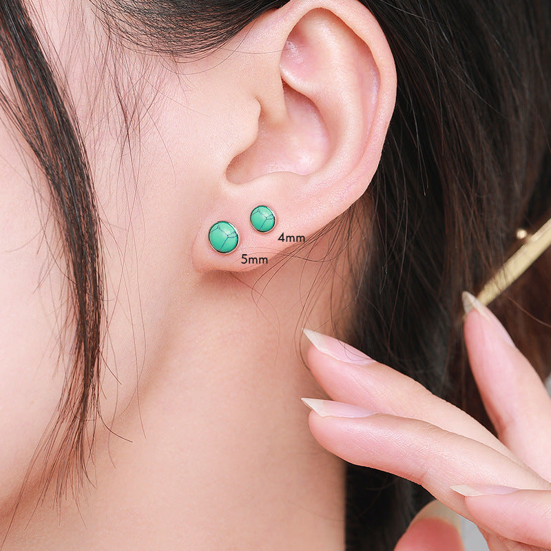925 Sterling Silver Turquoise Stud Earrings