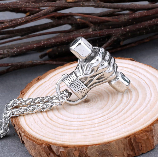 1. Planderful Everyday Genie Titanium Barbell Pendant Necklace For Men And Women Stainless Steel Gift