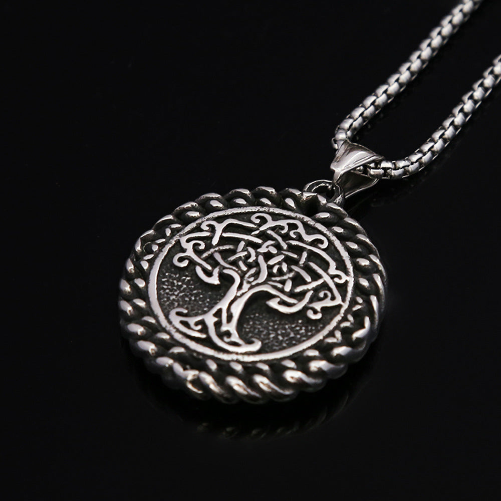 Personalized Retro Tree of Life Titanium Steel Necklace for Men