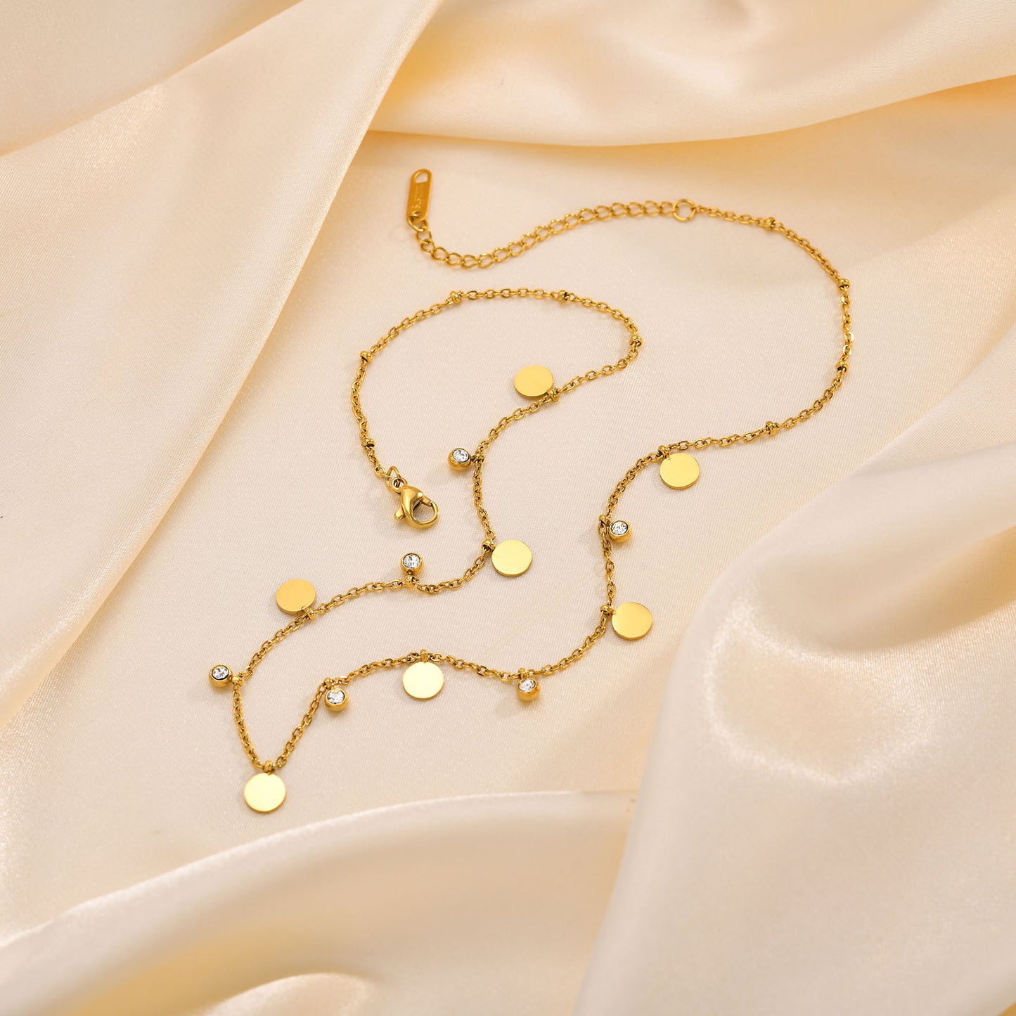 Stainless Steel Bead Chain Butterfly Star Zircon Necklace 18K Gold Wholesale