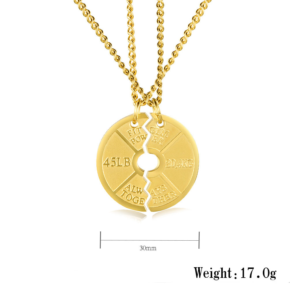 Planderful Premium Barbell Necklace For Couples Stainless Steel Fitness Jewelry Genderless Gift