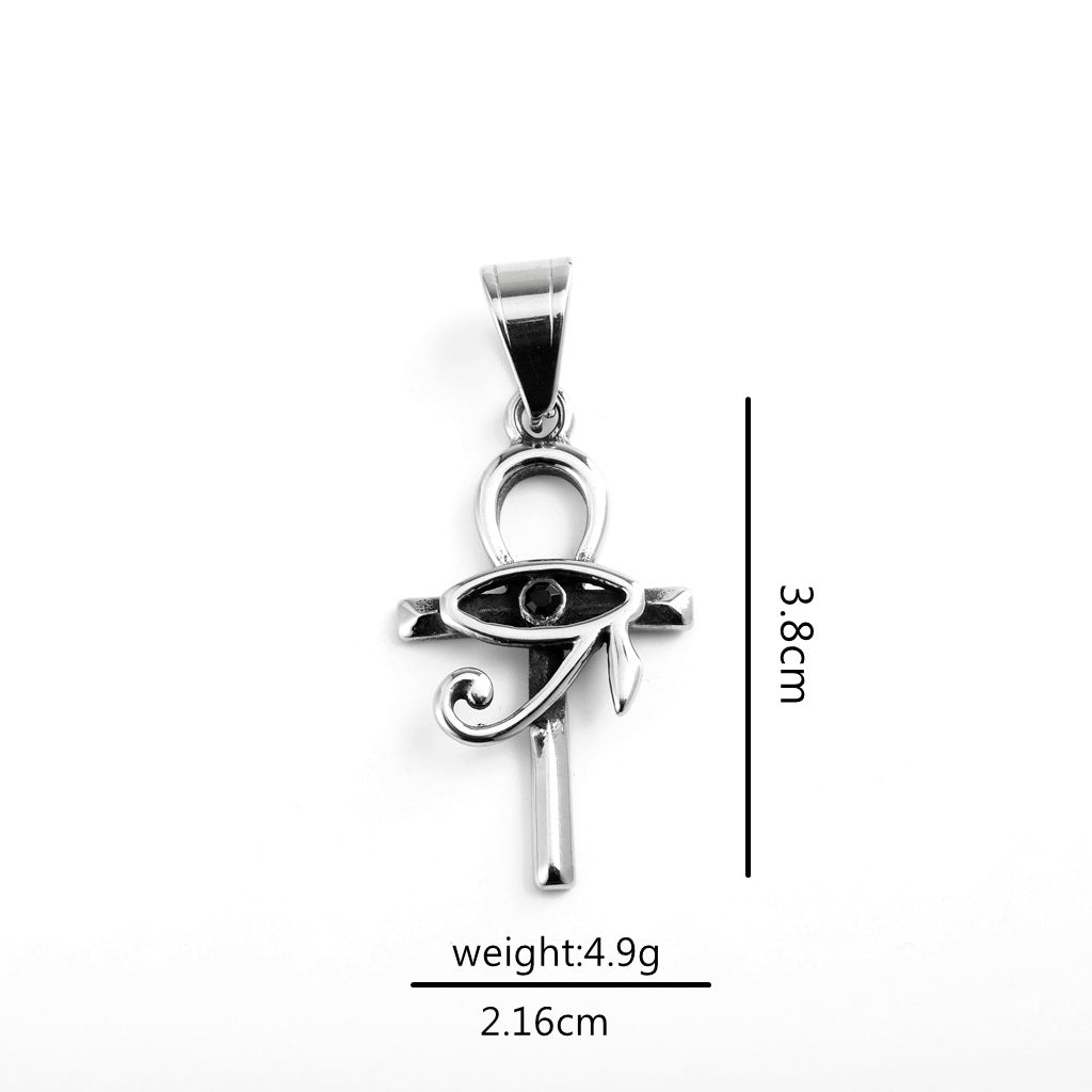 Vintage Eye of Horus Egyptian Stainless Steel Men's Pendant Necklace