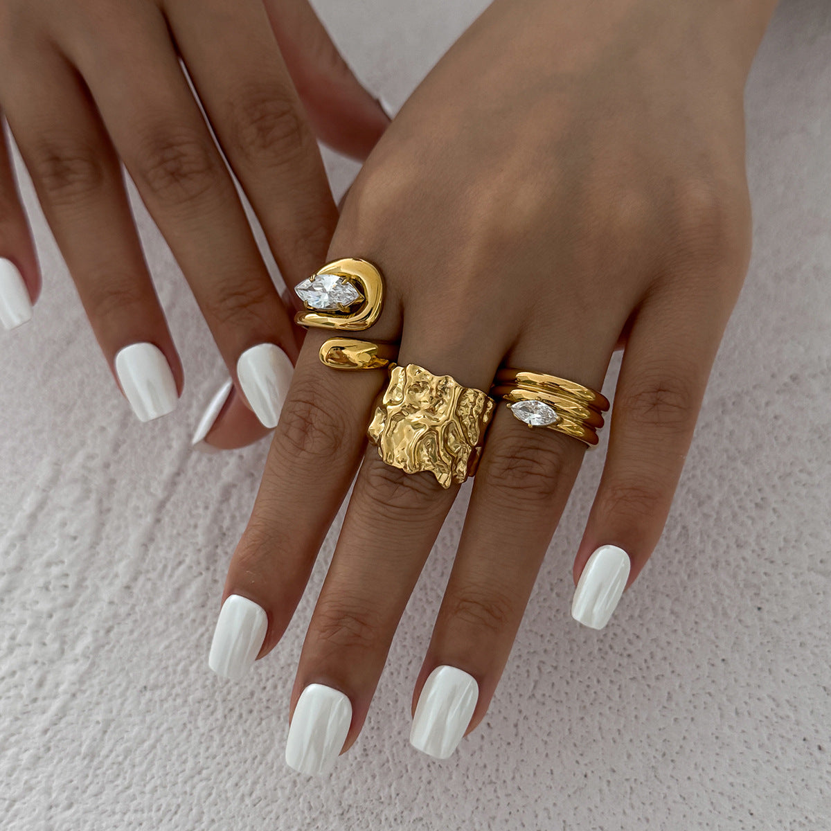 Planderful Vienna Verve Open Joint Ring For Women With Zircon Accent Minimalist Statement Jewelry