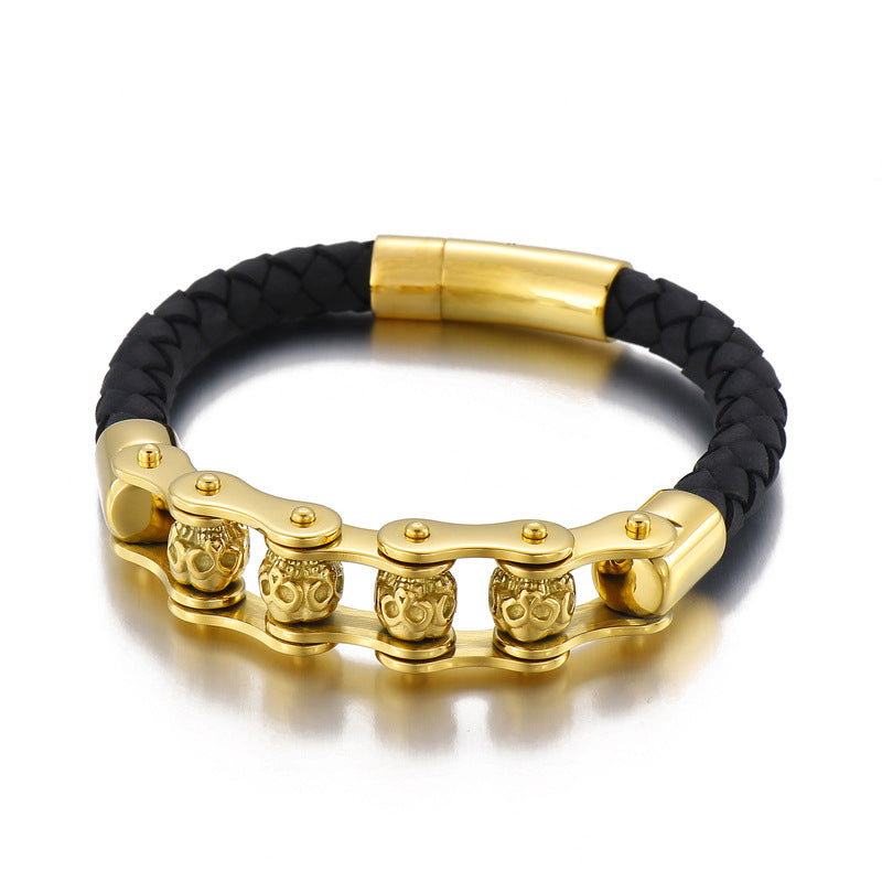 Planderful Locomotive Leather Bracelet Men Rotatable