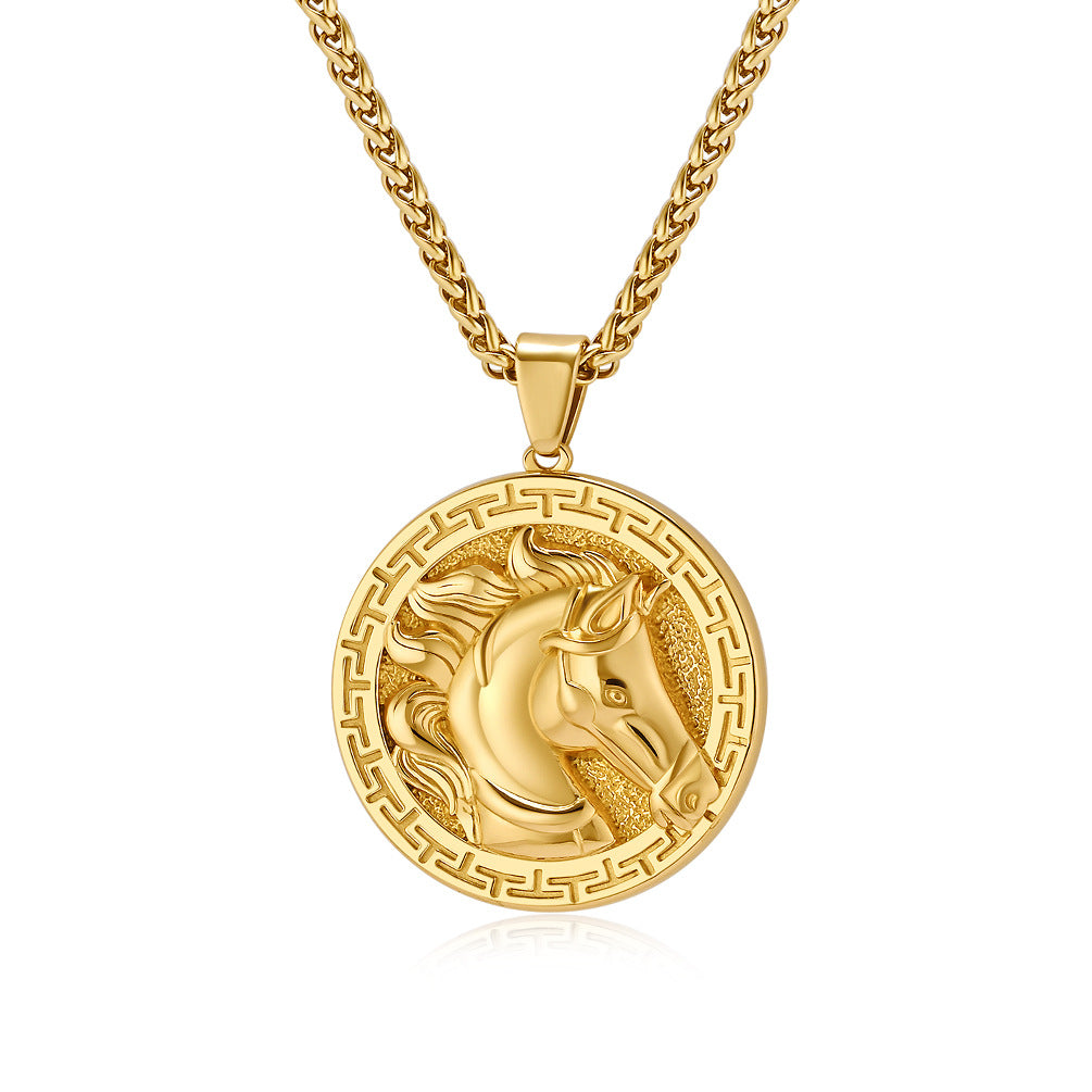 Planderful Stainless Steel Horse Head Pendant Personalized Engraving Men Necklace For Him Fashion Forward Style