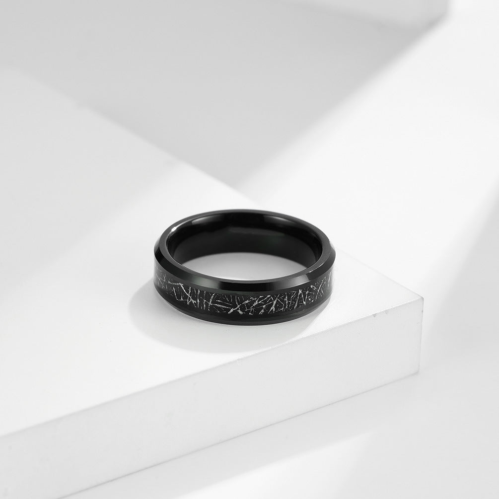 Black Tungsten Steel Inlaid Silk Ring Wholesale for Men