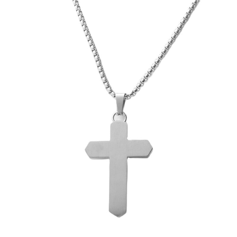 Personalized Retro Titanium Steel Cross Pendant Necklace for Men - Trendy Stainless Steel Design