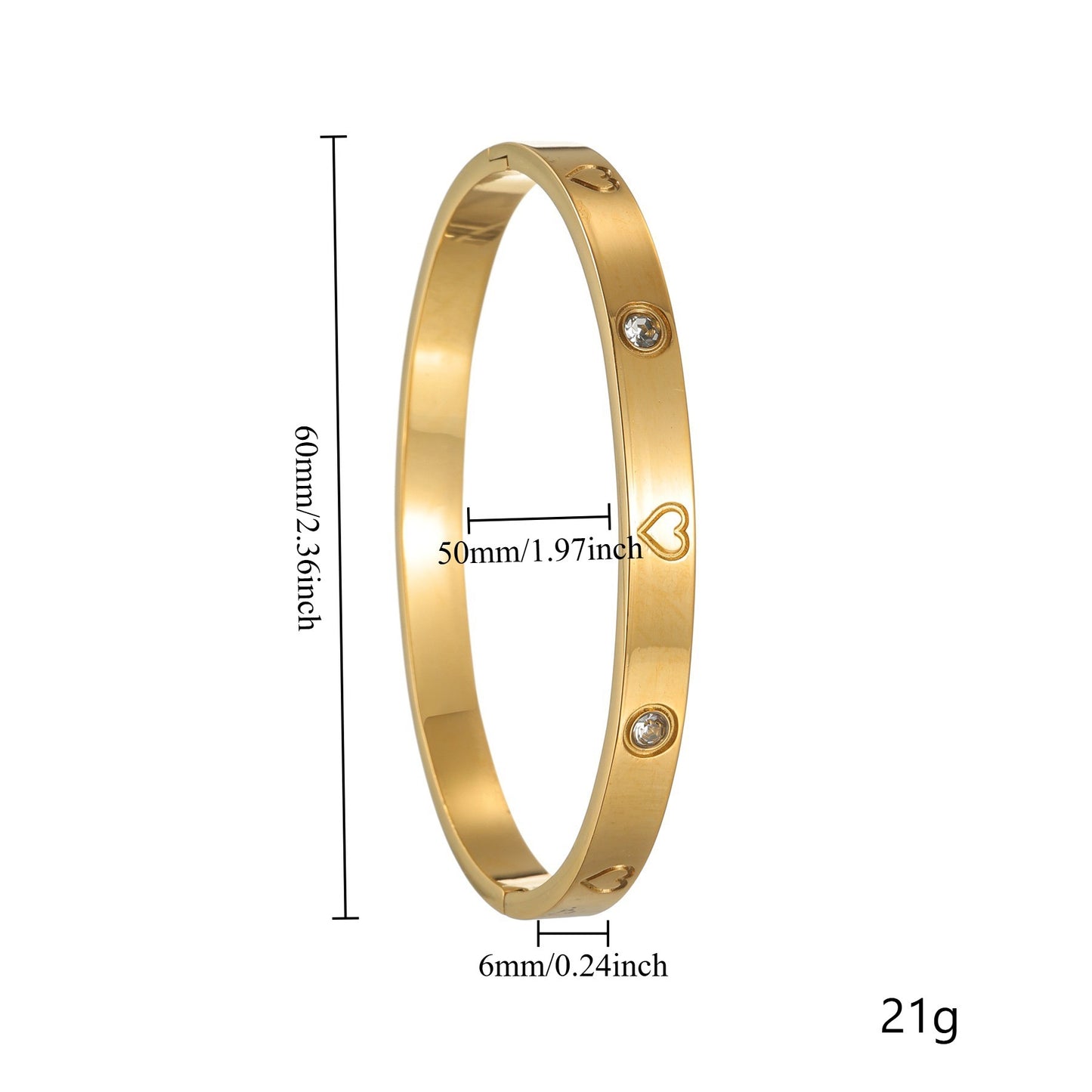 Planderful Titanium Steel Zircon Bracelet Gold Plated Women