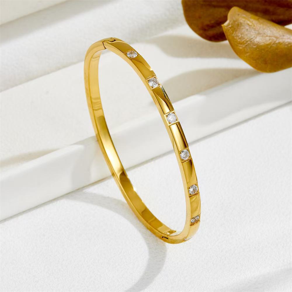 Planderful Jewelry Stainless Steel Zircon Six-Pointed Star Buckle Bracelet For Women