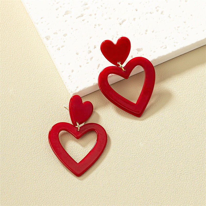 Romantic Red Acrylic Love Earrings - Vienna Verve Collection