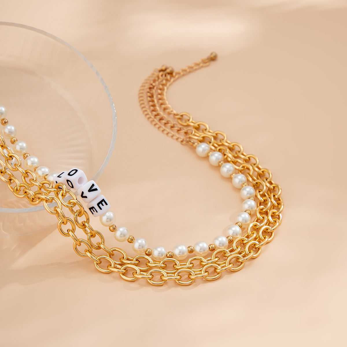 Planderful Collection Vienna Verve Layered Cross Necklace for Women Personalized Beaded Letter Pendant Bold Statement