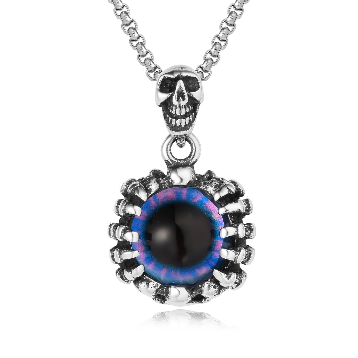 Colored Devil's Eye Titanium Steel Pendant Necklace