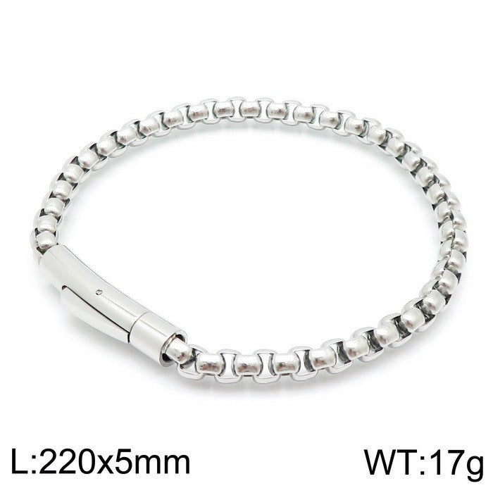 Stylish & Lettering Necklace – Hip-Hop Square Pearl Chain Bracelet