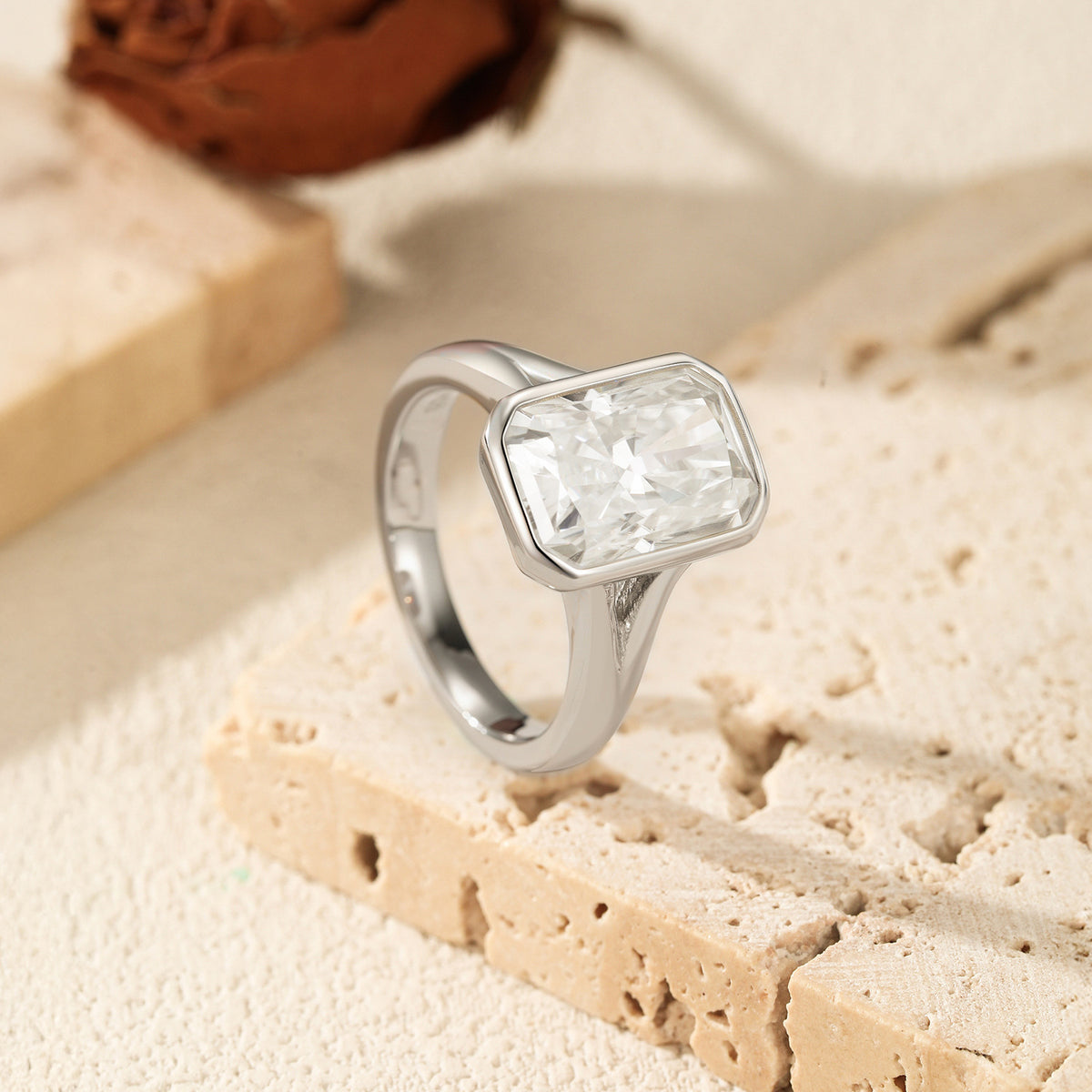 S925 Sterling Silver Cushion-Cut Moissanite Statement Ring