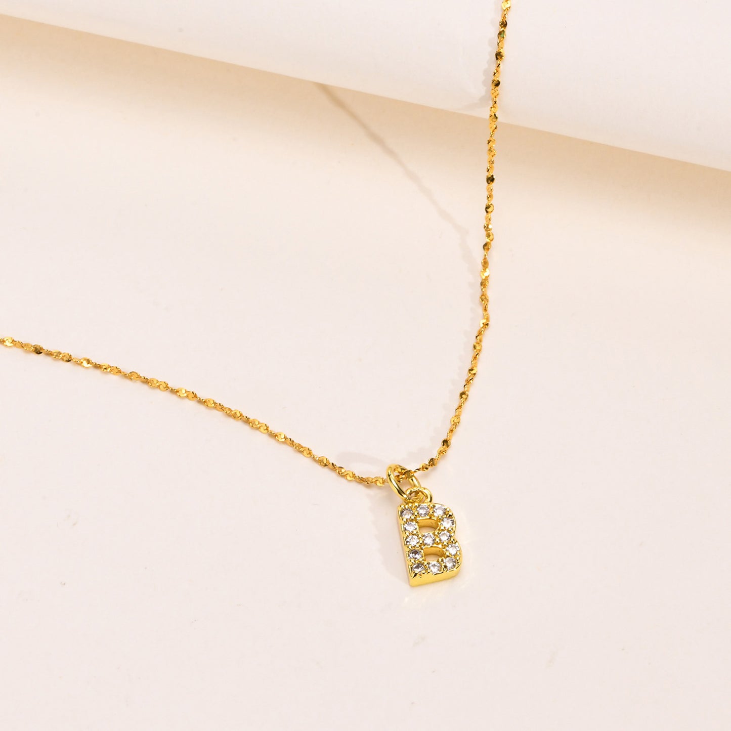 26 English Letter Stainless Steel Necklace Zircon Jewelry