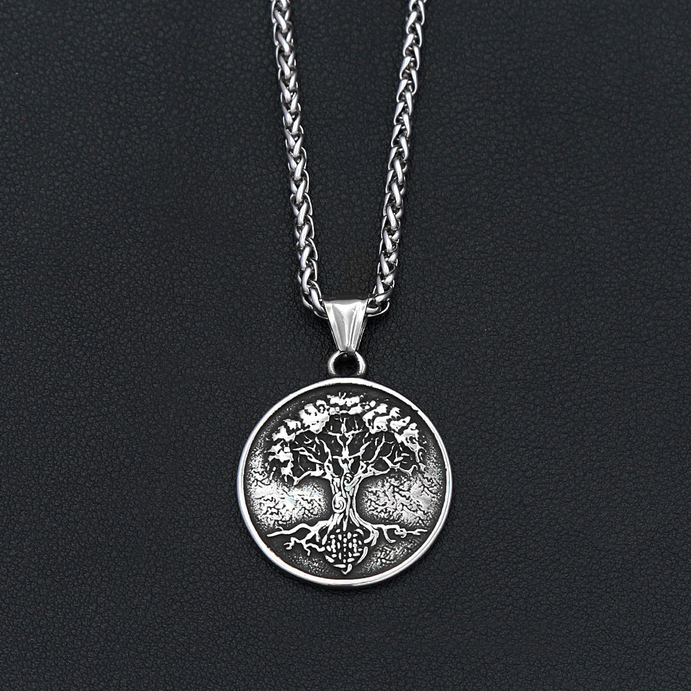 Vintage Tree of Life Viking Stainless Steel Men's Pendant Necklace
