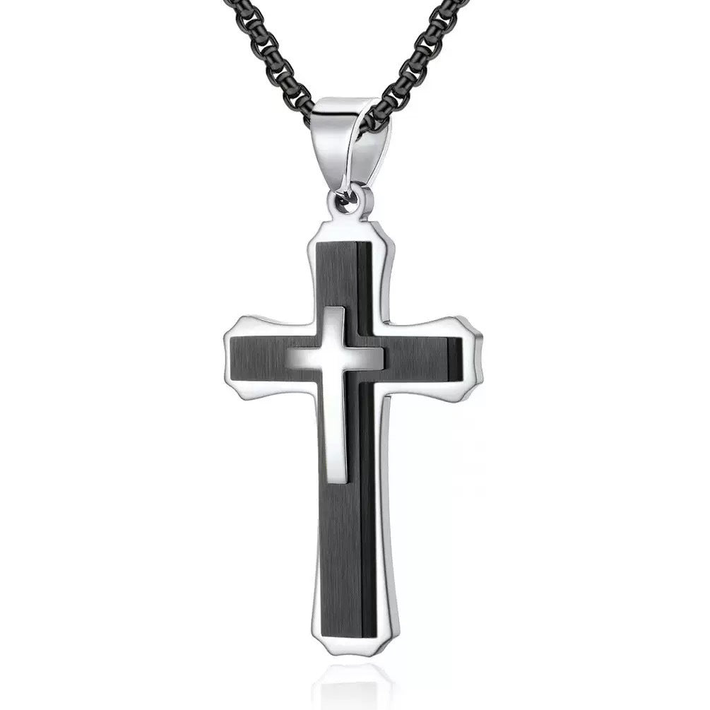 Punk Cross Stainless Steel Men's Pendant Necklace